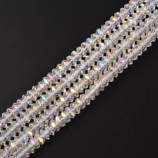 Clear AB K9 Crystal Glass Faceted Rondelle Beads Size 3x6mm 15.5" Strand