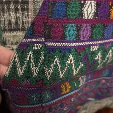 IXCHEL Hand Embroidered Ikat Guatemala 100% Cotton BoHo Hippie Hoodie  Medium