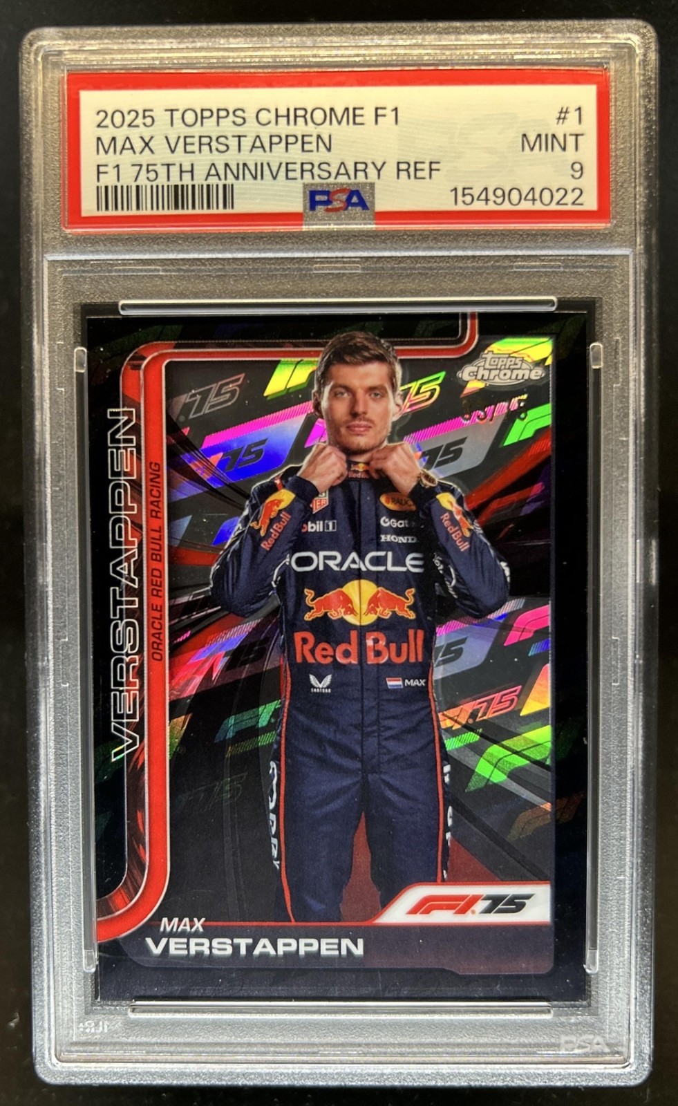 2025 Topps Chrome F1 Max Verstappen F1 75th Refractor Driver #/75 PSA 9
