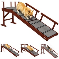 PawHut Wooden Dog Ramp with Removable Guardrails, Non-Slip Surface, Brown