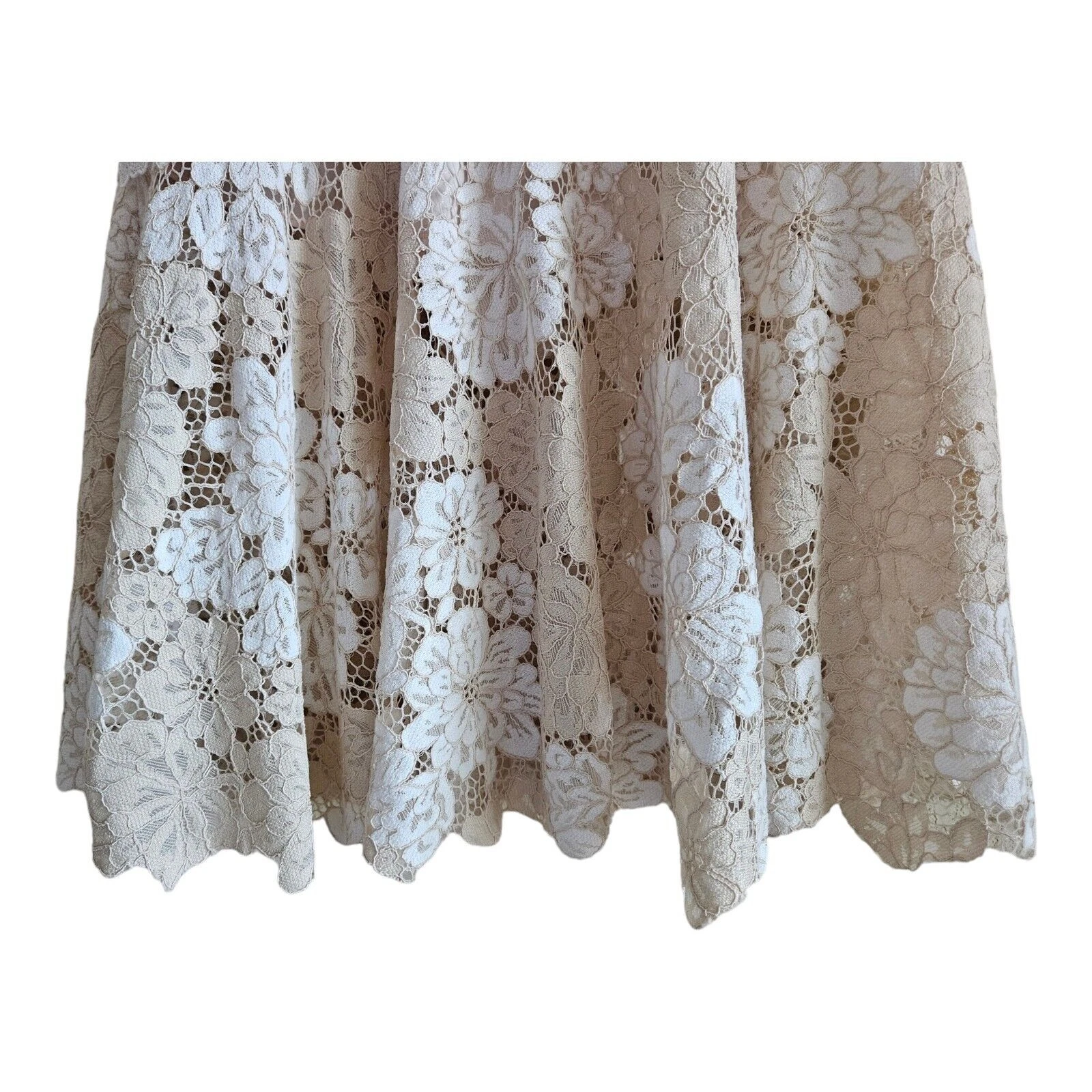 OFF WHITE Abito donna Saylor S Maggy avorio beige pizzo floreale sposa doccia matrimonio foderato