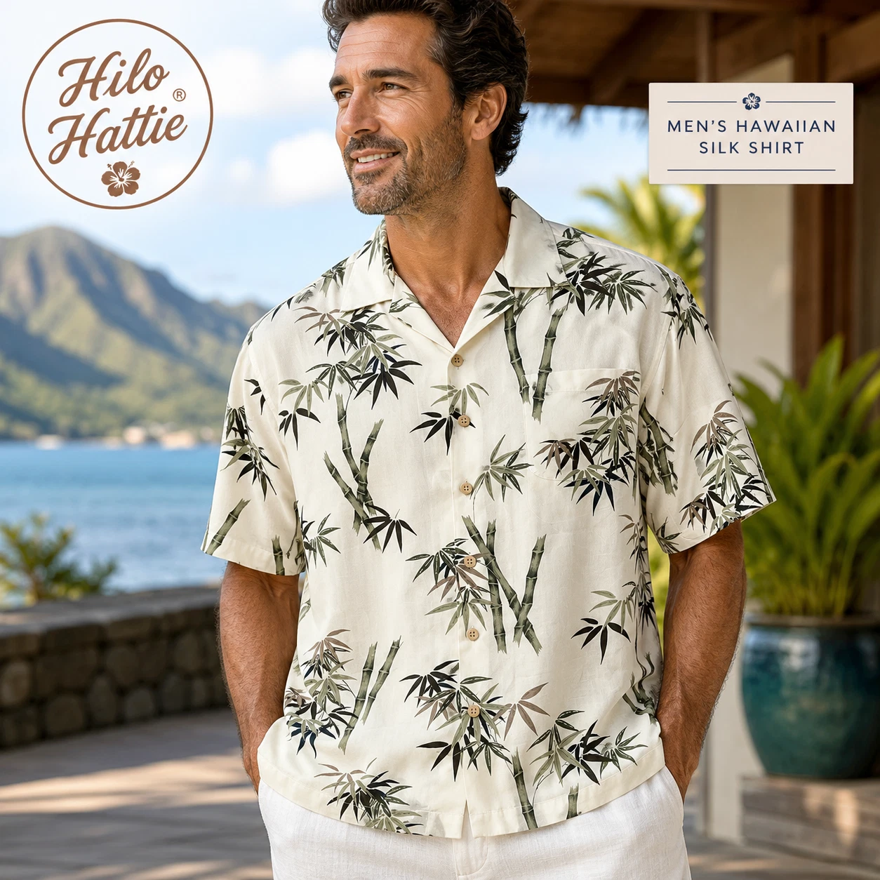 Hilo Hattie Hawaiian Shirt Mens XL Silk Bamboo Aloha Short Sleeve Camp