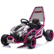 24V Go Kart for Kids Electric Drift Car 5-7.5 MPH with Music 5-Point Safety Belt