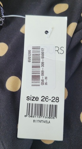 BNWT  Yours Clothing Black & Tan Spotted Polka Dot Stretchy Top Size 26/ 28 - Picture 6 of 6