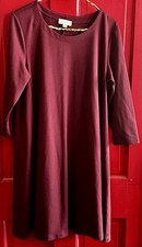 Loft Womens Long Sleeve Burgundy Dress A-Line  Knee Length Sz L