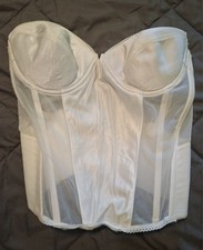 Flattering Me Bustier 38D White Bra Corset Low Back Removable Straps