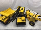 Lot Of 3 Vintage 1980’s TONKA Toys Pressed Steel Dump/ Clam Crane/ Front Loader