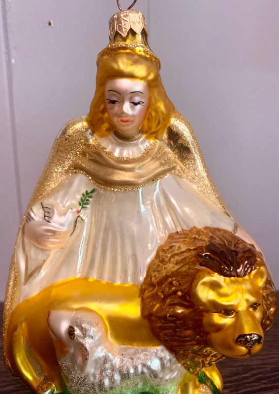 Vintage Kurt Adler Polonaise ANGEL Glass Christms Ornament 6" Gold Poland