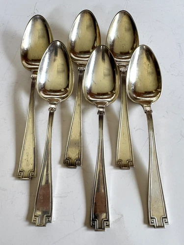 Gorham Etruscan Set of 6 Oval Soup Dessert Spoon 7" Mono B Sterling 10.79 oz