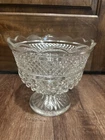 Anchor Hocking Wexford Clear Pressed Glass Trifle Compote Pedestal Bowl  Large