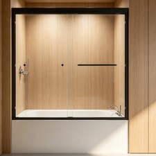 56-60"Wx58"H Black Tub Bathroom Door Easy Installation Shower Door For Bathtub