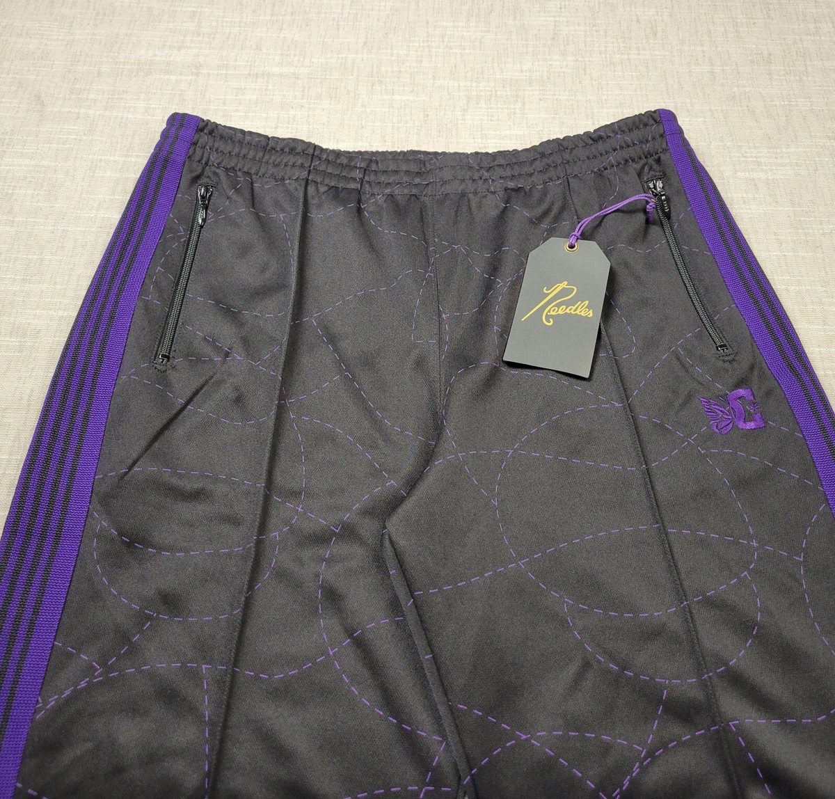 Needles x DC Track Pants Medium Mens Black Purple Logo Needles x DC Track Pants Medium Mens Black Purple Logo