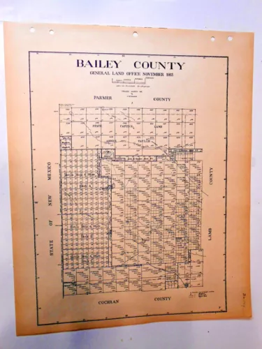 Old Bailey County Texas Land Office Owner Map Muleshoe Bula Enochs Needmore