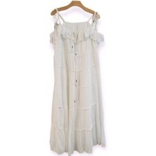 ANTHROPOLOGIE Tiered A Line White Sleeveless Dress Size M NEW