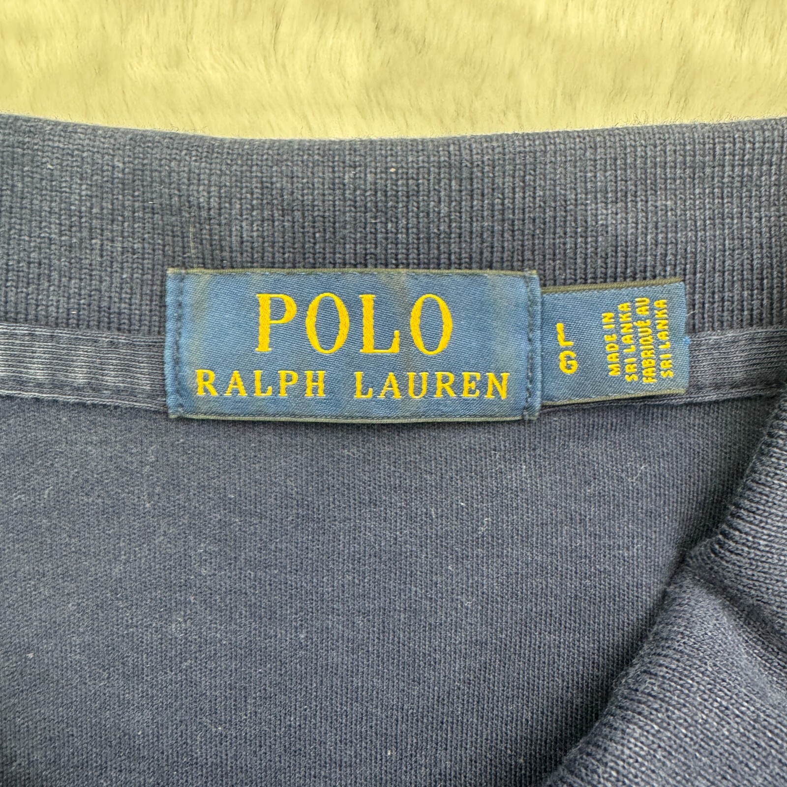 Polo Ralph Lauren camicia uomo L blu manica corta bianca logo pony manica corta