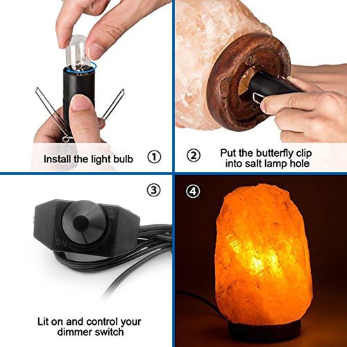 E14 Salt Lamp Power Cord Cable 1.8m Dimmer Switch Control& 7/9/10W LED Corn Bulb - Picture 15 of 54
