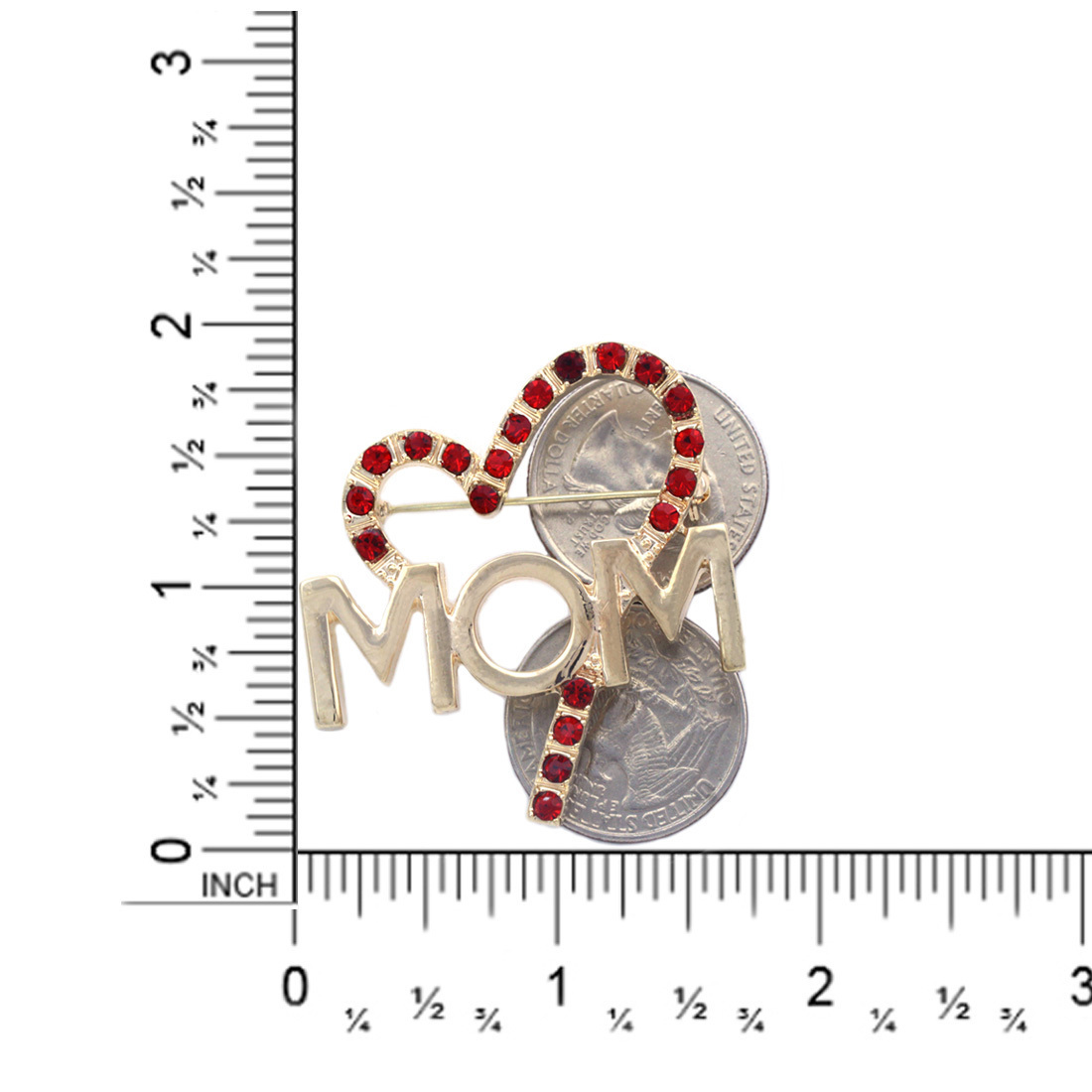 Red Heart Love MOM Word Brooch Pin Mother's Day Birthday Gift for
