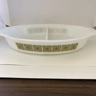 Vintage Pyrex Verde Green Square Flower Divided Casserole Dish 1.5 Qt NO Lid