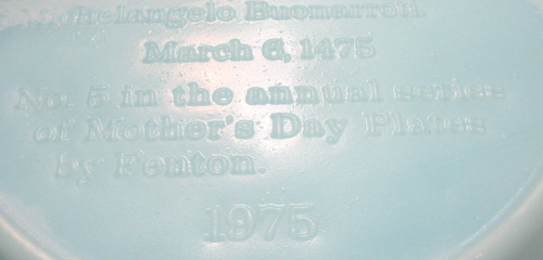 Vintage Fenton Glass Mother's Day Commemorative Plate 1975 Blue Satin # 5 - Picture 6 of 6
