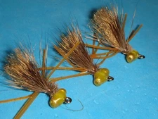FLY FISHING FLIES - Amber BONEFISH BITTER (CRAB) size #6 (6 pcs.)