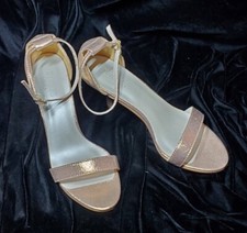 DAVID'S BRIDAL STRAPPY NAYOMI M ROSE GOLD HEELS: SZ 8.5 WORN ONCE 