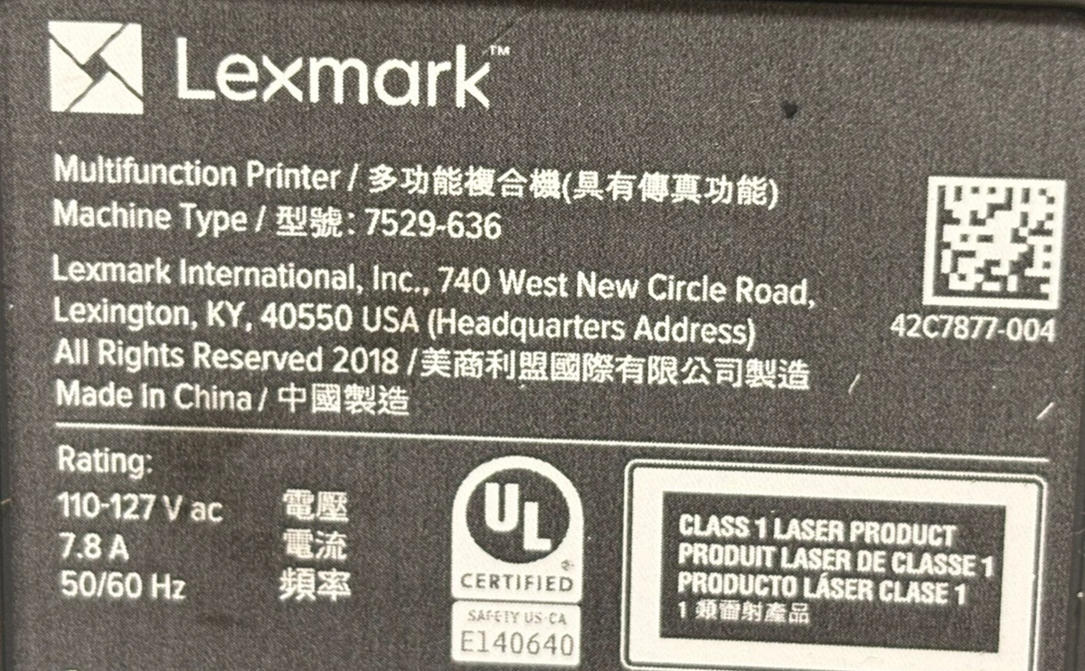 Lexmark CX622ade All-In-One Color Laser Printer Part 7529-636, LEX