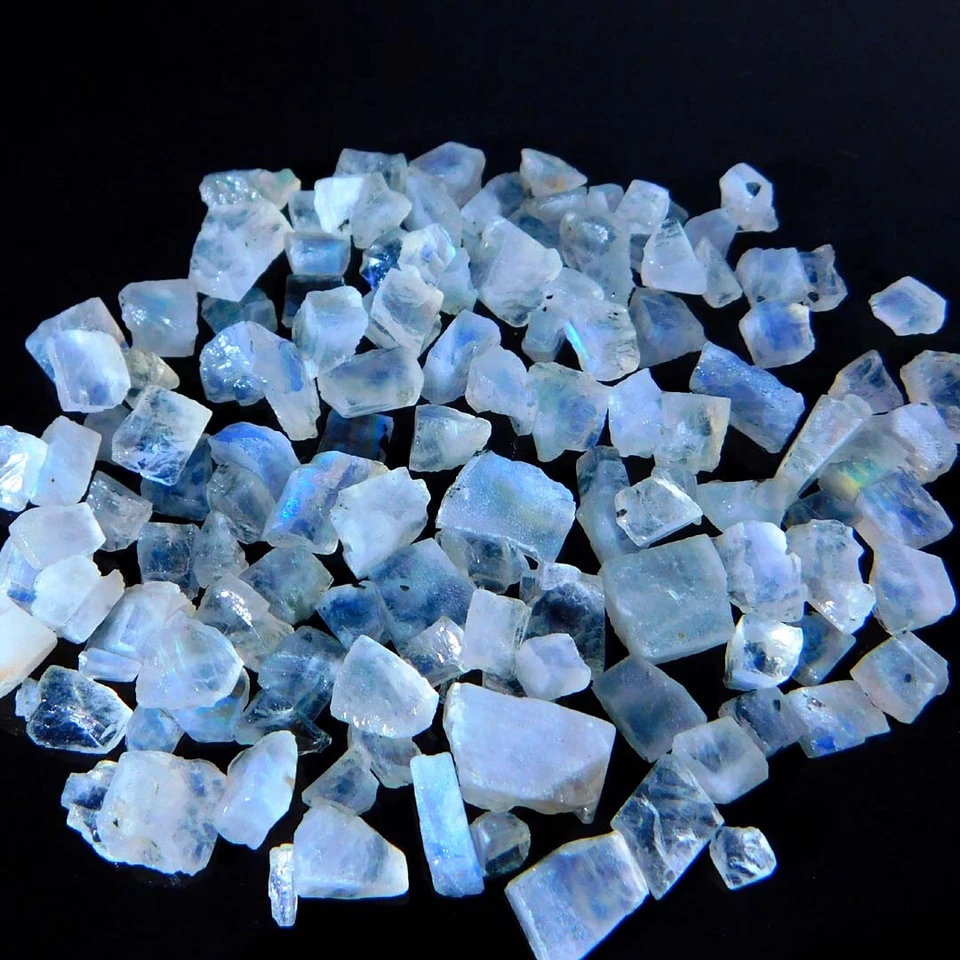 100% Natural White Blue Moonstone Collecton Fact Rough Loose Gemstone - Image 3 of 4