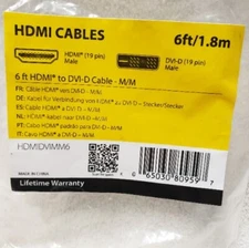 New StarTech DVI-D to HDMI Black Cable – 6 ft / 1.8m - 4K 30Hz HDMIDVIMM6