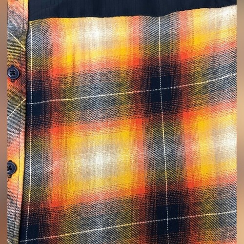 NOMAD Plaid Flannel Button Down Shirt Men's Med Orange Navy Gray - Picture 4 of 9