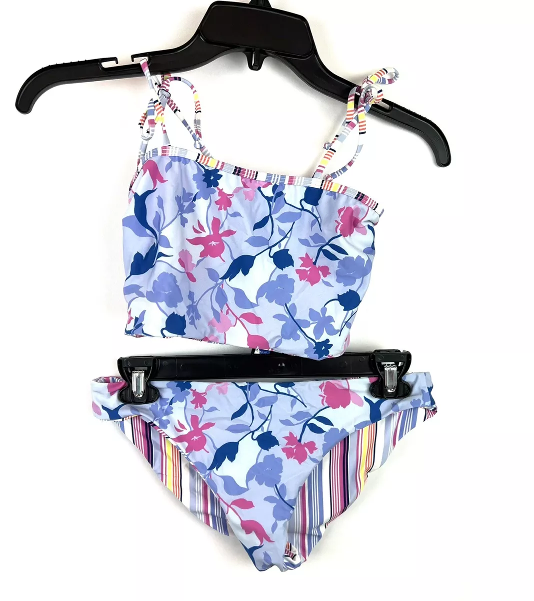 Splendid Girl's Blue Floral/Striped Multi Two Piece Bikini Set