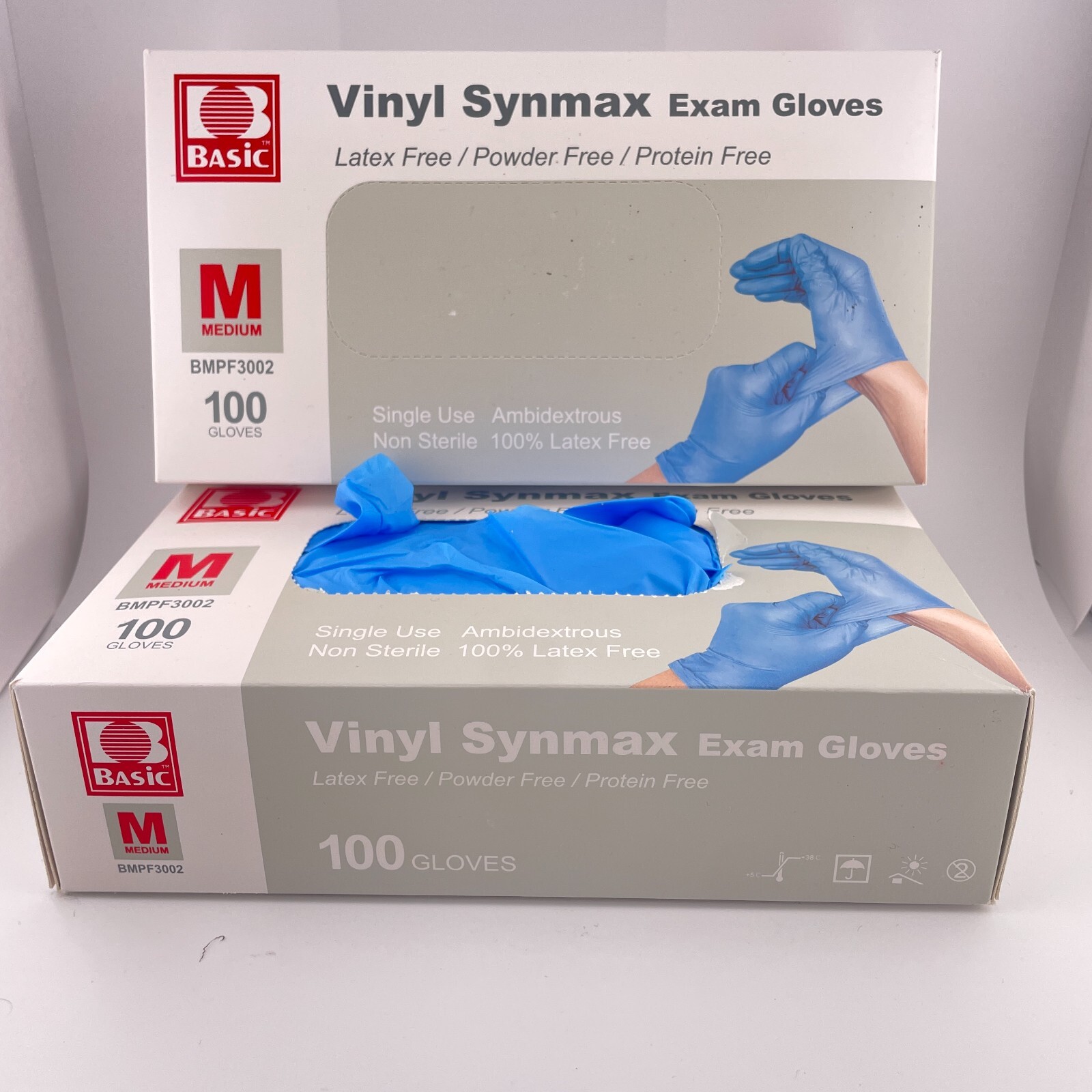 Basic Medical Synmax Vinyl Exam Gloves Latex Powder Free Size M eBay