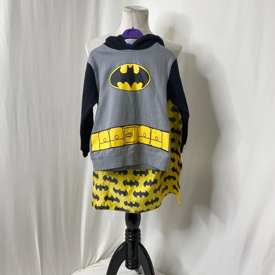Sudadera con capucha Batman gris y amarilla manga larga talla 4 a 5 para niños DC Comics Foto 2 de 4