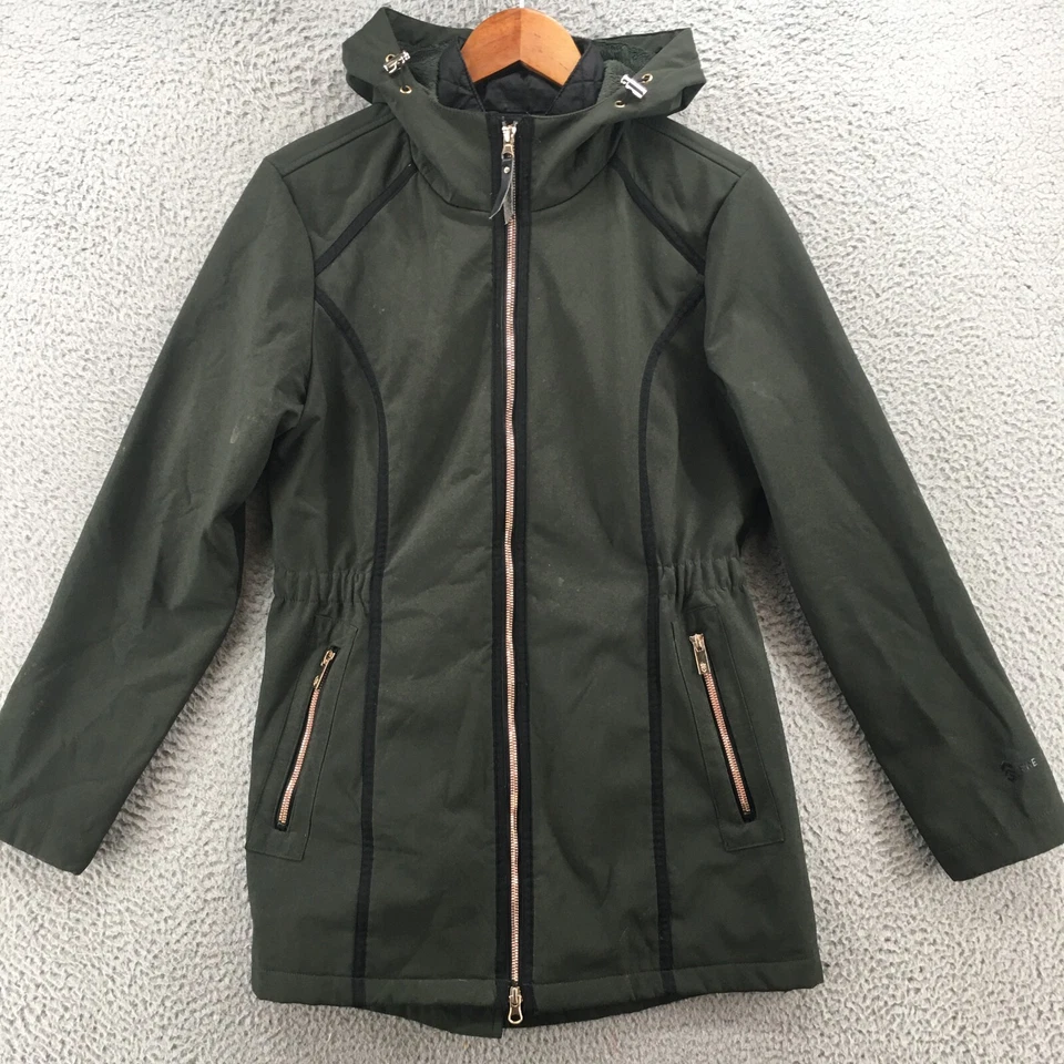 Jaqueta Parka com Capuz Free Country Feminina M Verde Pele Sintética Forrada de Lã com Zíper - Imagem 2 de 4