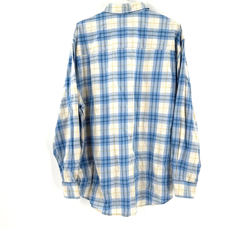 Camisa Shaver Lake Para Hombre Abotonada Informal Manga Larga Talla XL Azul A Cuadros Preppy Foto 2 de 4