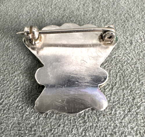 Old Pawn AWZU Sunface Turquoise Coral MOP Jet Inlay Pin Sterling Raindrops Multi - Picture 5 of 9