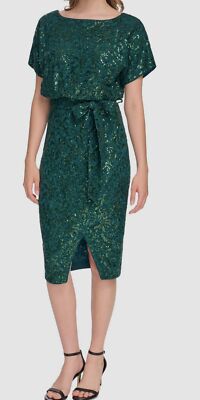 kensie floral lace dress $393 Kensie Women's Blue Floral Lace Bell Sleeve V-Neck Fit Flare Dress Size 16