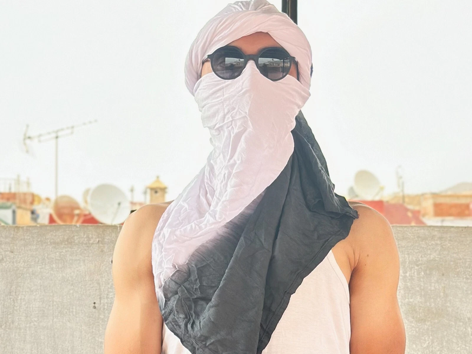 Moroccan Scarf White Tuareg Turban desert scarf unisex Authentic headscarf Maroc