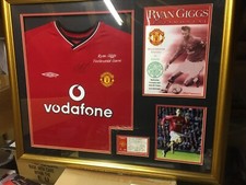 Rare  Ryan Giggs signed & framed Manchester United Testimonial Shirt