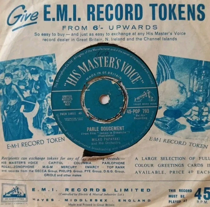 Dalida-Never On Sunday Vinyl 7" Single.1960 His Master's Voice 45 POP 793. - Image 2 of 4