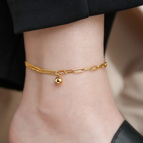 Dainty Double Layer Chain Anklets - Tarnish-Free Beach Jewelry - Picture 6 of 6
