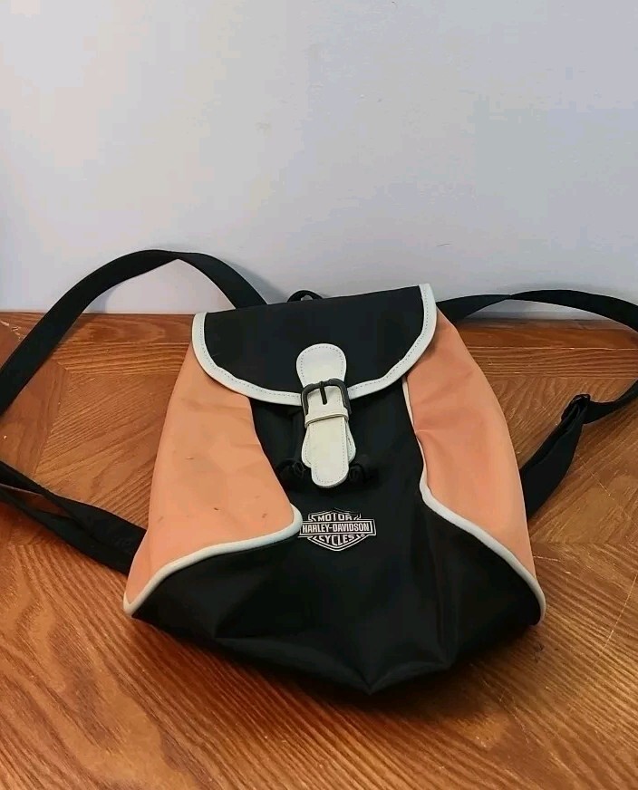 Vtg Harley Davidson Black Leather Logo Backpack Vintage /harley davidson backpack/black - Gem main image 2