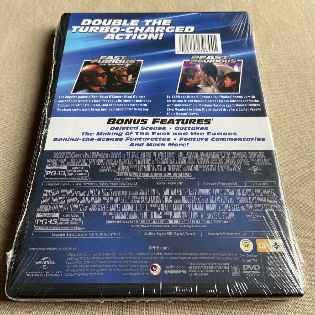 Fast & Furious 1 2 3 4 5 6 (DVD 6-Film Set) Paul Walker Vin