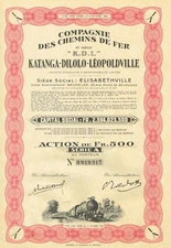 AFRICA CONGO KATANGA-DILOLO-LEOPOLDVILLE RAILWAY stock certificate/bond