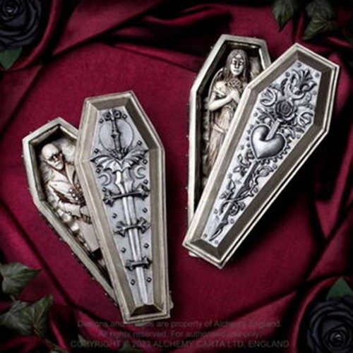 Alchemy Gothic Nosferatu's Rest Casket & Figure Sword Coffin Vampire Horror Love - Picture 5 of 5