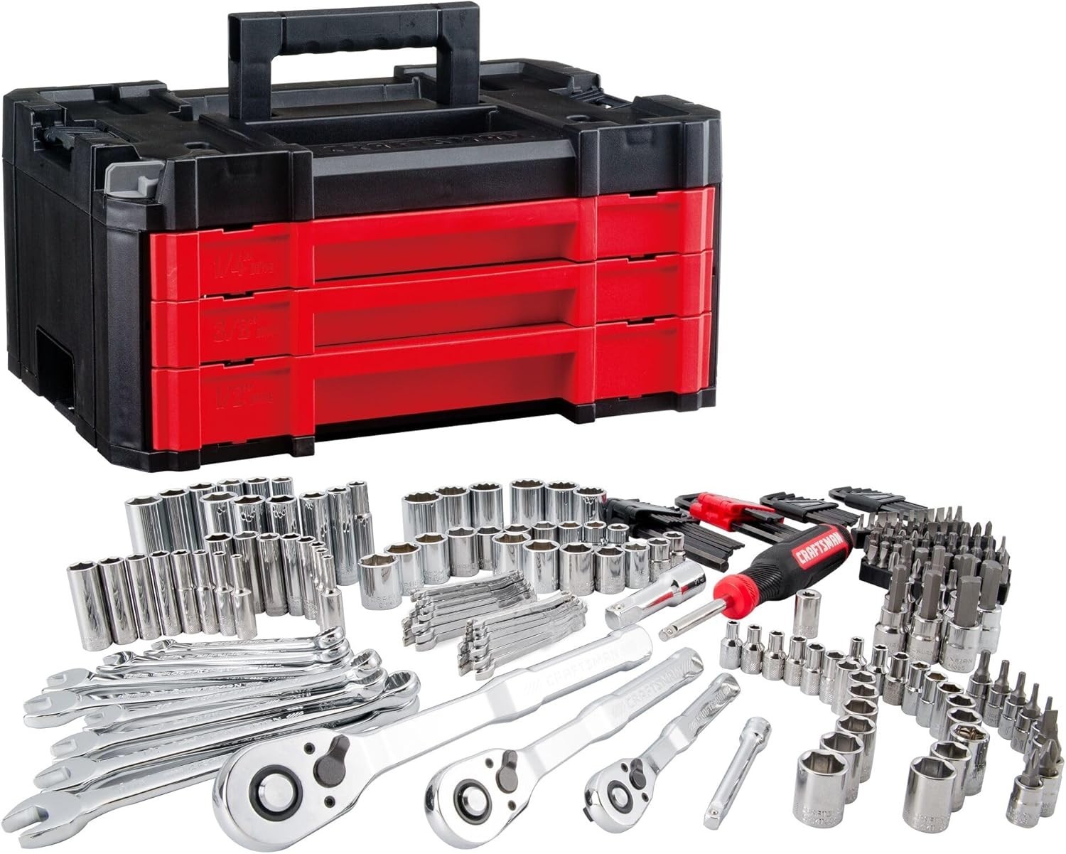 CRAFTSMAN 230 Pcs Mechanics Tool Set SAE Metric 1/4 3/8 1/2 Drive Ratchet Wrench