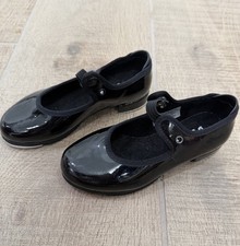 Bloch Black Patent Mary Jane Tap Shoes Girls Dance Size 9 C