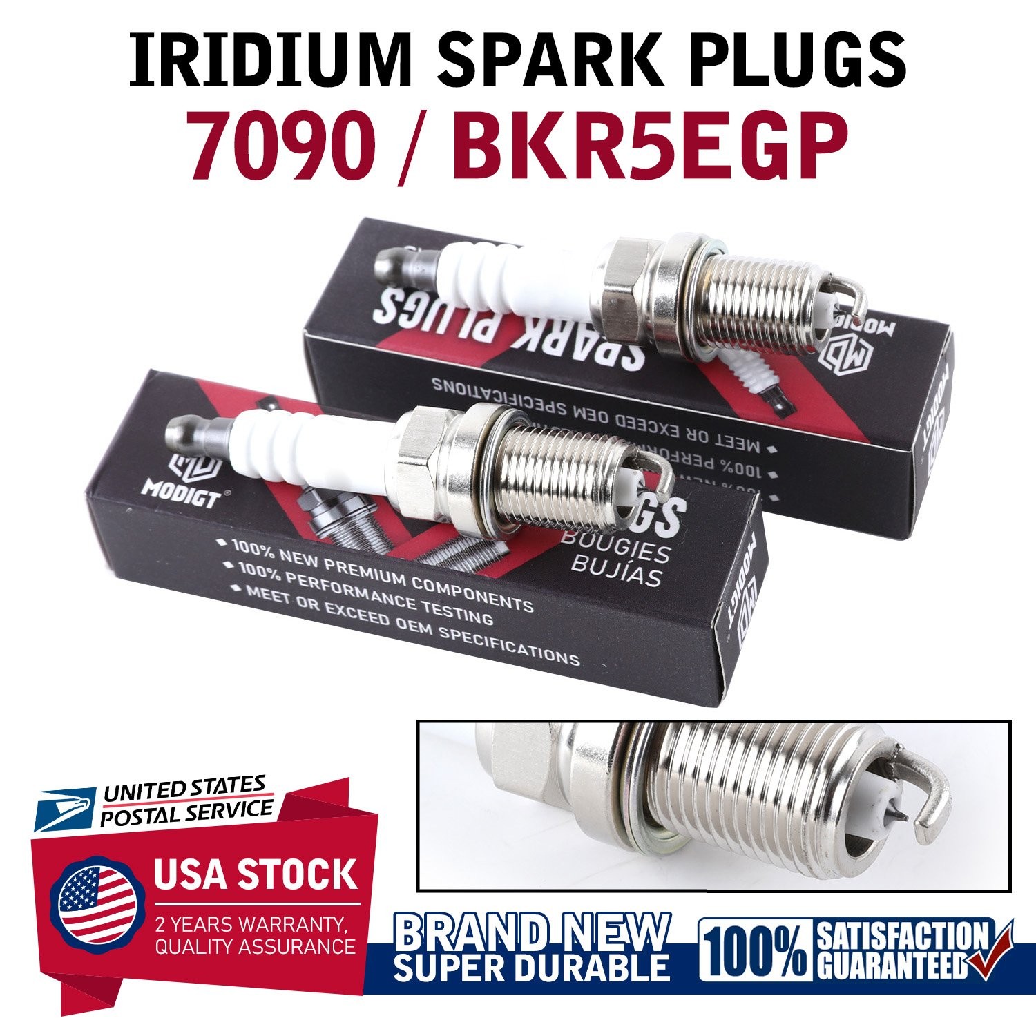 2Pcs Automotive Iridium Spark Plugs For NGK 7090 BKR5EGP For Acura Nissan Toyota