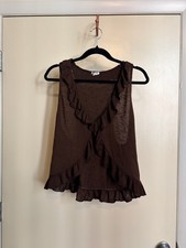 Kimchi Blue Women s Brown Solid Knit Ruffle T...