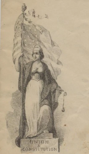 CIVIL WAR LADY LIBERTY UNUSED PATRIOTIC COVER w’ FLAG - UNION & CONSTITUTION