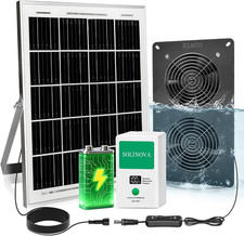 Solar Exhaust Fan, 25W Solar Panel and Solar Powered 2-Fan with 7500Mah
